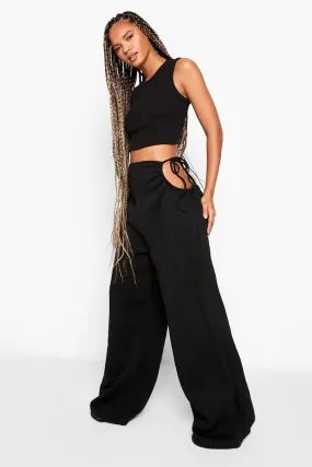 Wide Leg Cut Out Waist Joggers