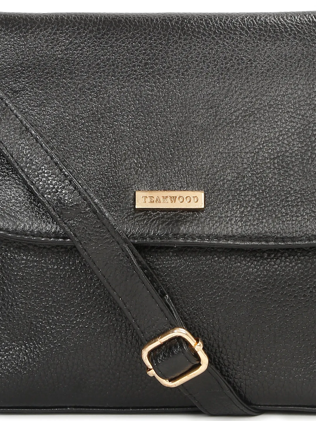 Women Black Texture Leather Sling bag