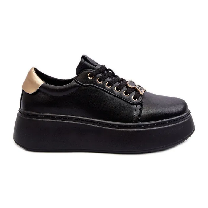 Women's Leather Sneakers on the Platform Black Vinceza 66700