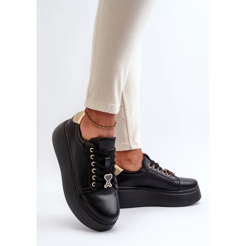 Women's Leather Sneakers on the Platform Black Vinceza 66700