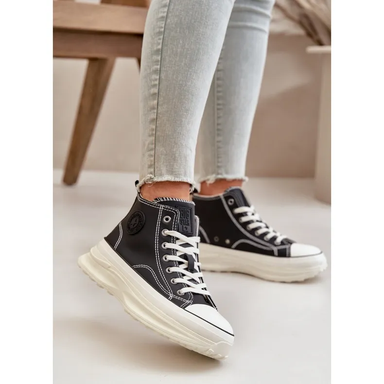 Women's Sneakers On Platform Eco Leather Big Star OO274063 Black