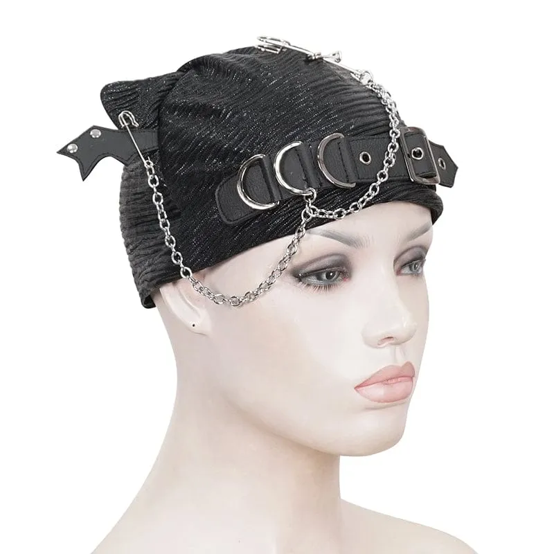 Women's Gothic Batwing Buckle Hat with Chain