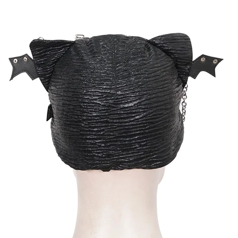 Women's Gothic Batwing Buckle Hat with Chain