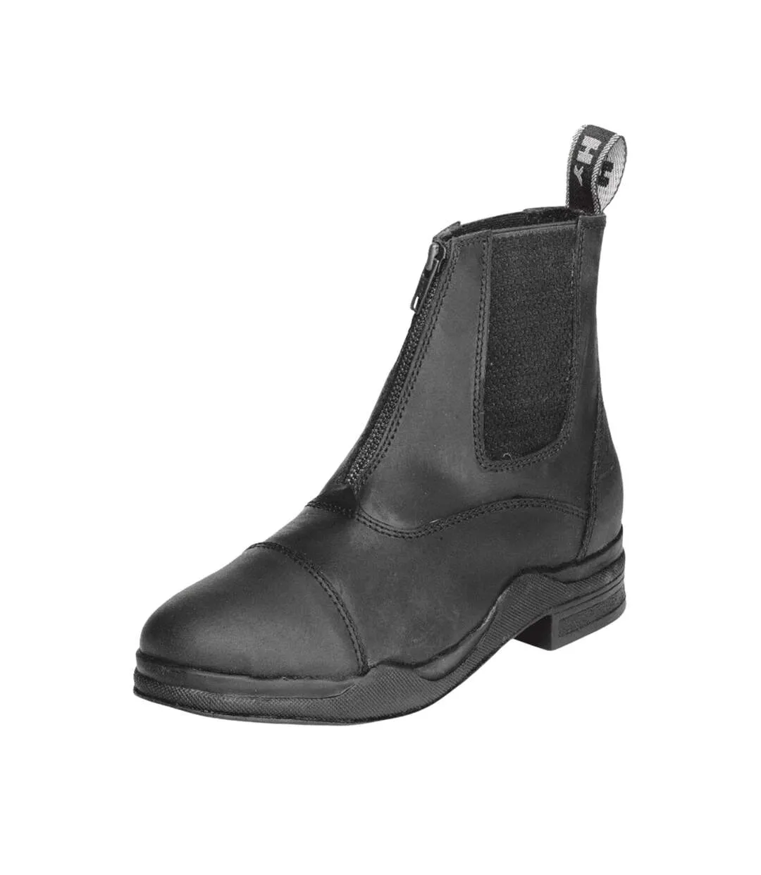 Womens/ladies wax leather zip jodhpur boot black HyLAND