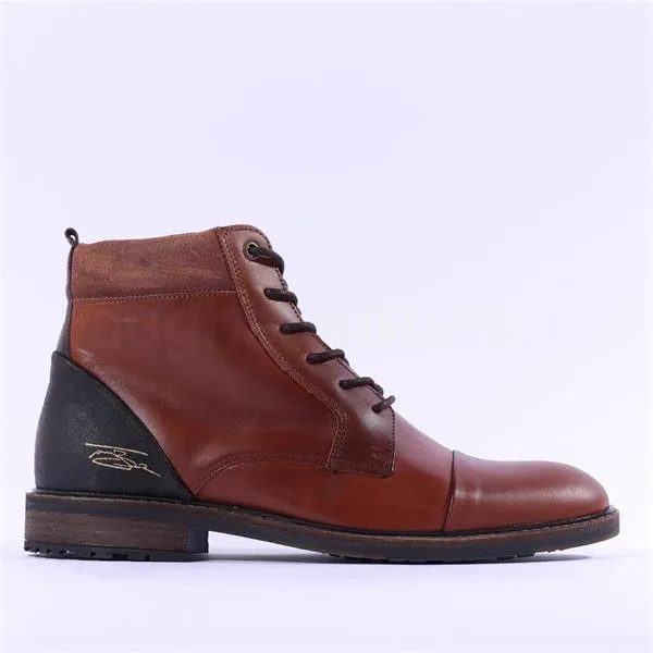 X Kolbe Laced Toe Cap Boot - Cognac Leather