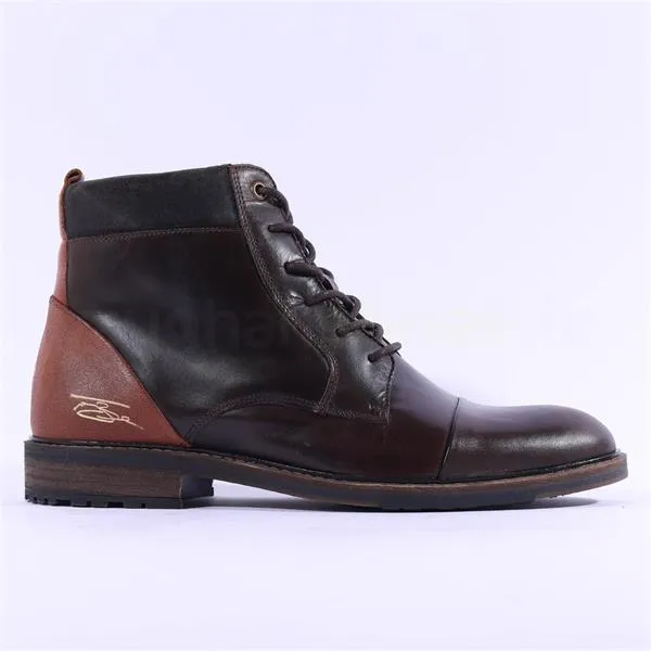 X Kolbe Laced Toe Cap Boot - Dark Brown Leather