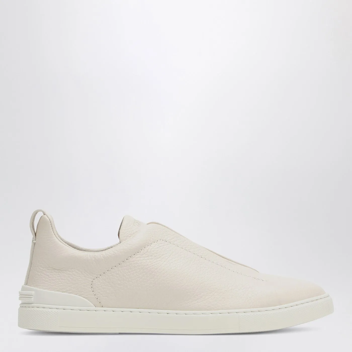 Zegna    Zegna Beige Leather Triple Stitch Sneakers