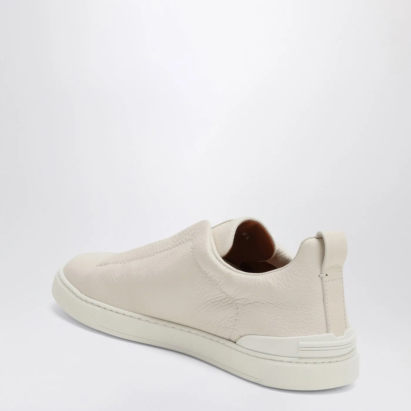 Zegna    Zegna Beige Leather Triple Stitch Sneakers